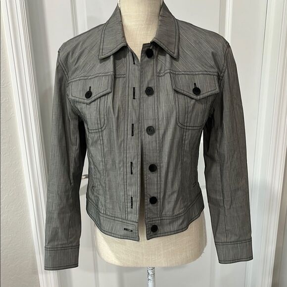 Emanuel Ungaro Liberte’ Petite Gray Jean Style Jacket Classic Denim Style - Picture 1 of 10